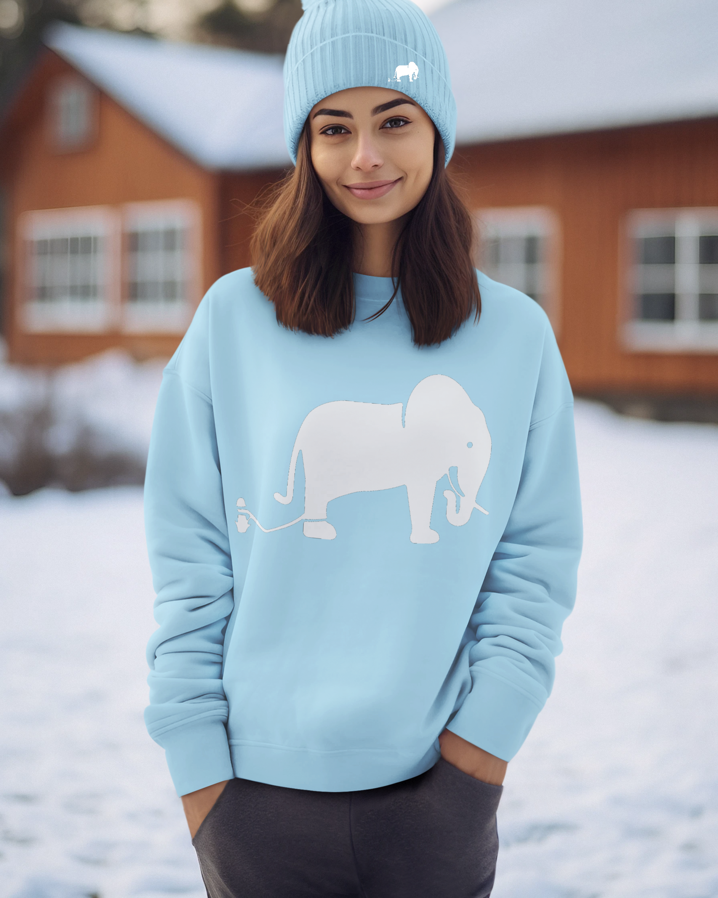 1.8 Women's Crewneck & Beanie Sets - Powder Blue